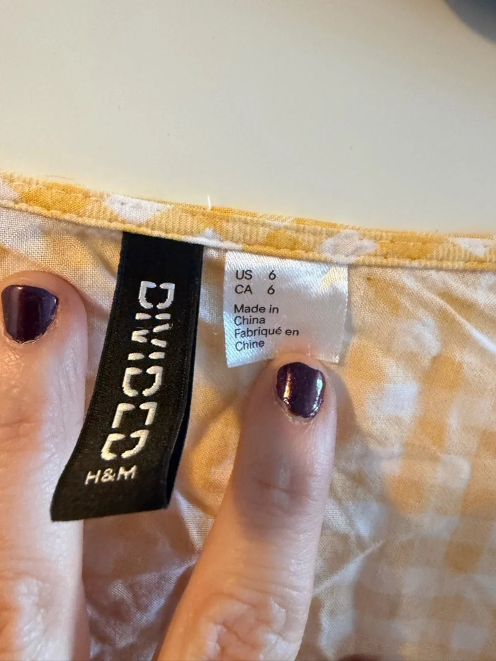 H&M Yellow Gingham Button-Front Crop Top - Picture 2 of 3